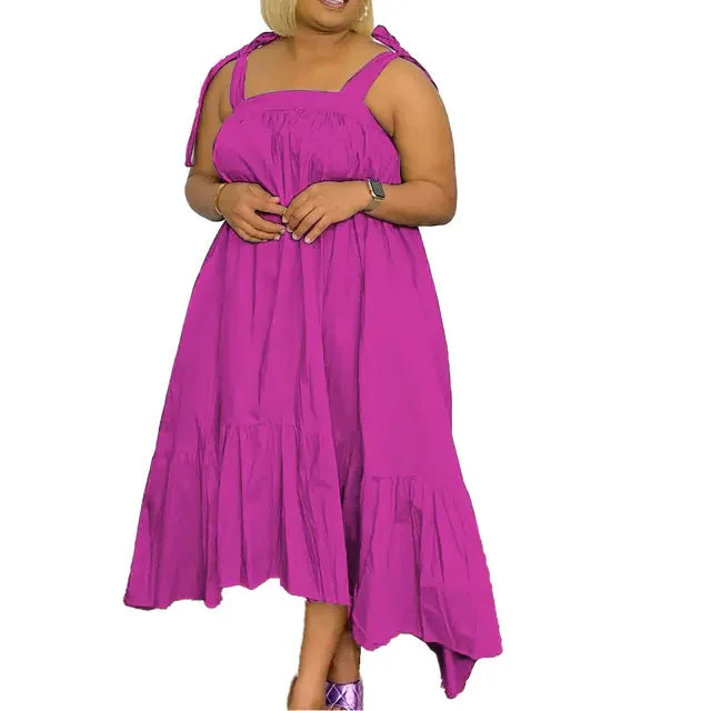 High Quality Crafted Sexy Solid Color Plus Size Dress