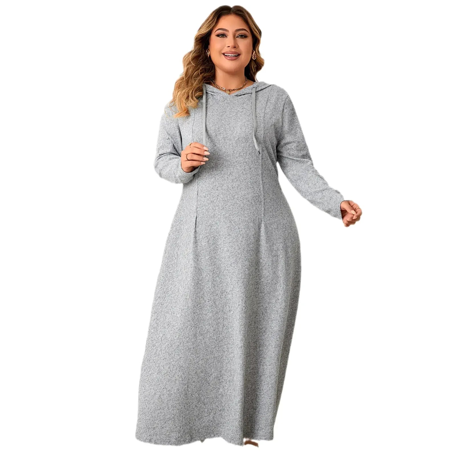 Plus Size Hooded A-Line Casual Dress