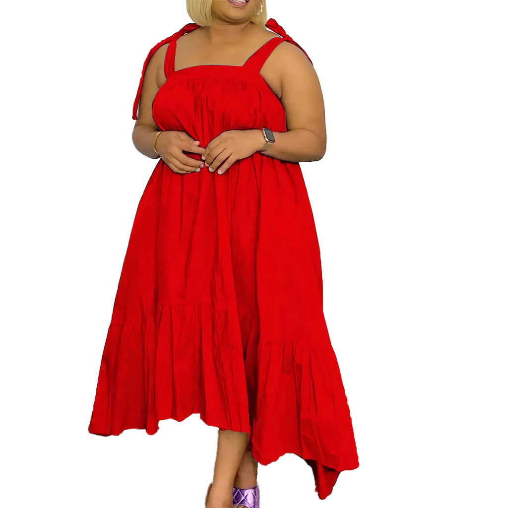 High Quality Crafted Sexy Solid Color Plus Size Dress