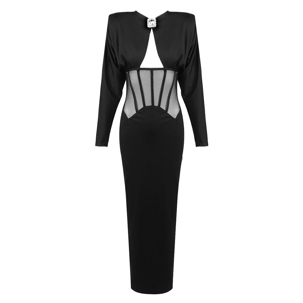 Capotillo Black Shoulder Boning Corset Drill Buckle Dress