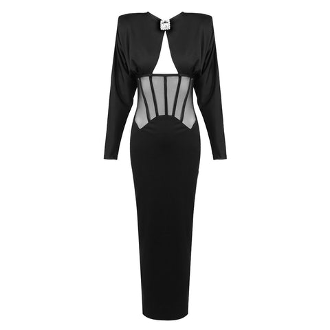 Capotillo Black Shoulder Boning Corset Drill Buckle Dress