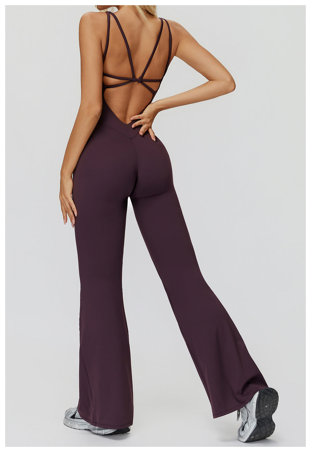 Brushed Yoga Clothes Cross Back Micro Pull Wide Leg Jumpsuit Running Sports Fitness Clothes Women