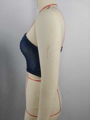 Women Beaded Backless Slim Fit