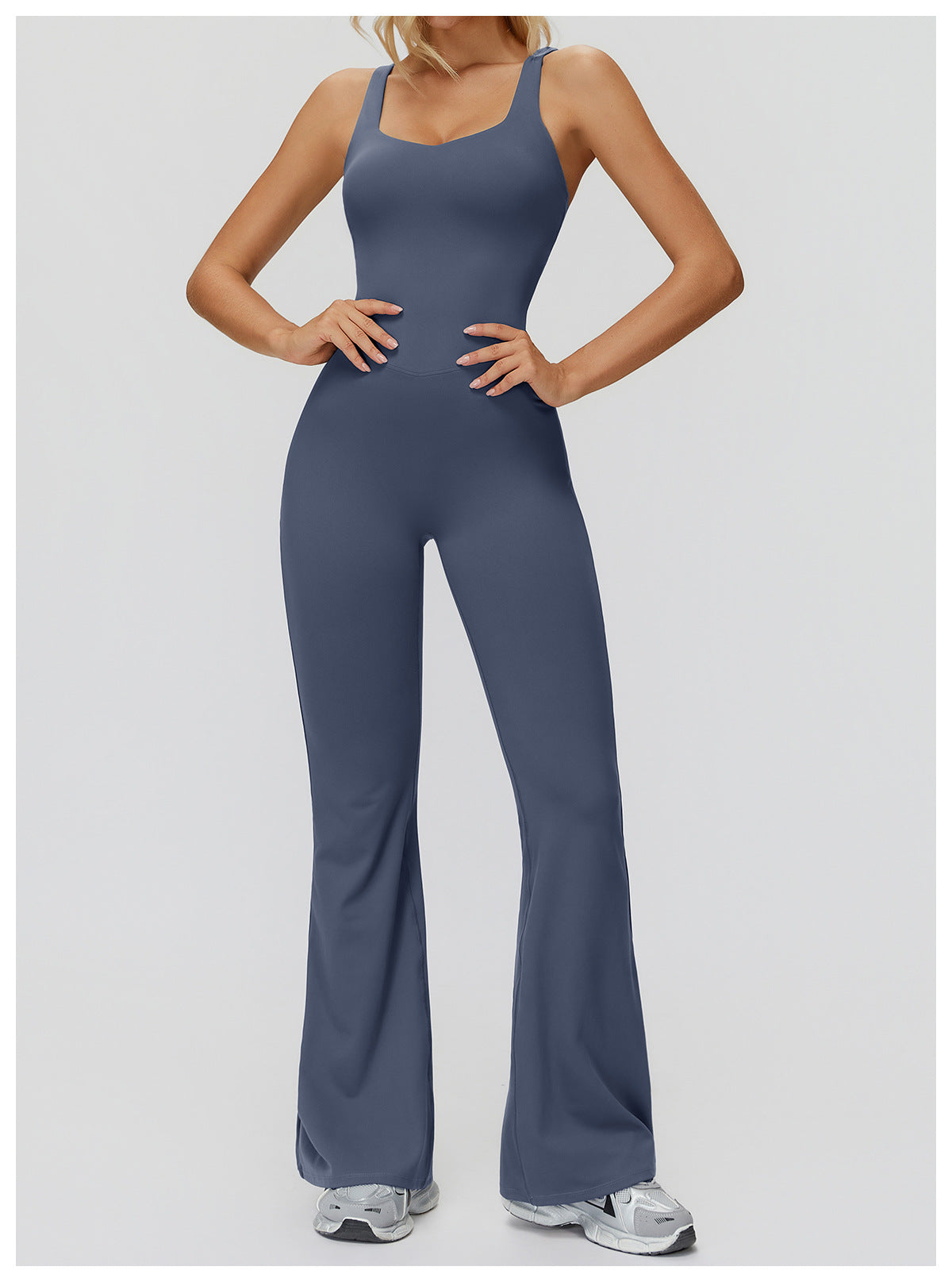 Brushed Yoga Clothes Cross Back Micro Pull Wide Leg Jumpsuit Running Sports Fitness Clothes Women