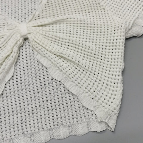 Summer Women Knitted Hollow Out Sleeve Chest