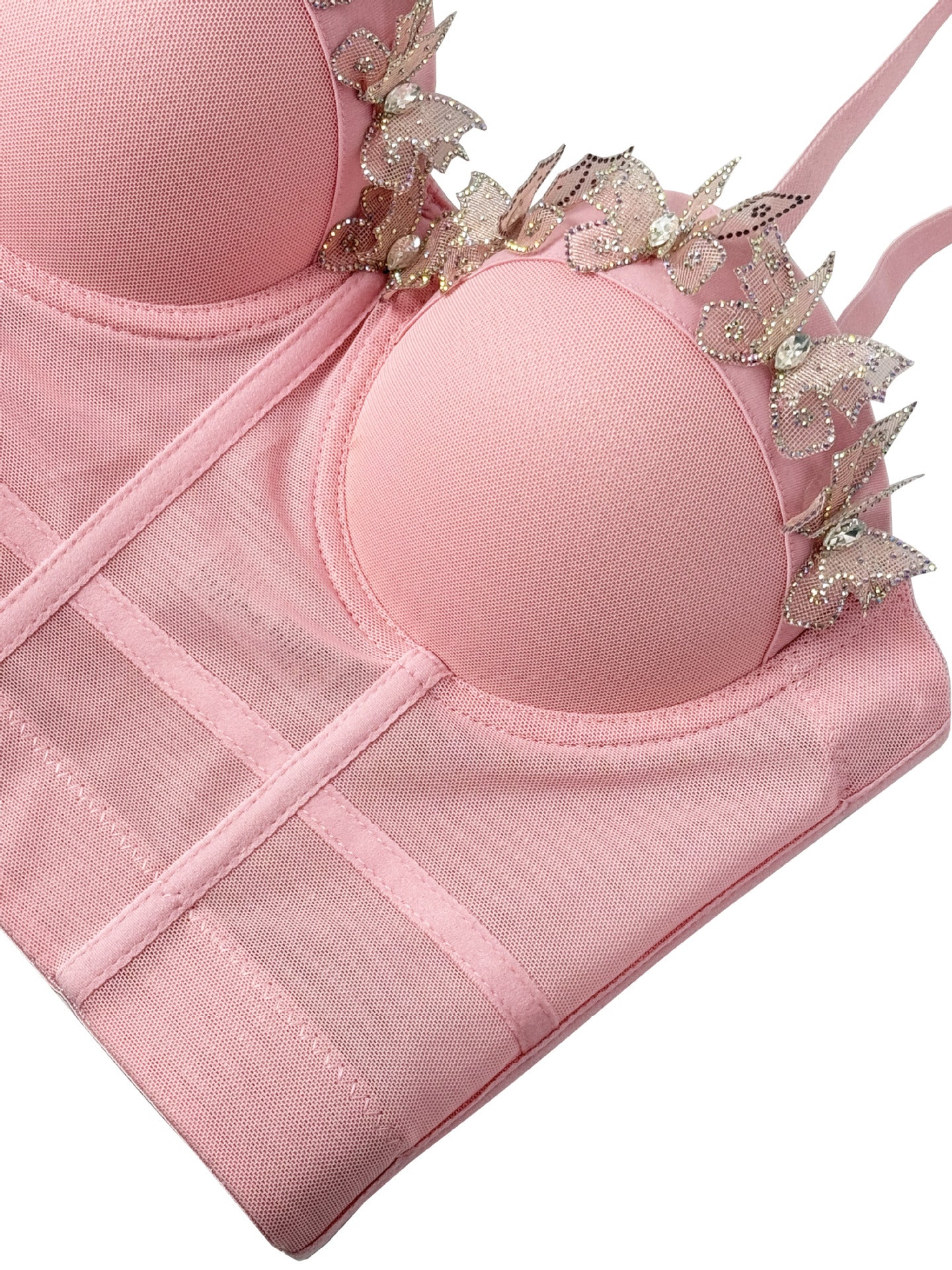 Sabana Perdida Three Dimensional Butterfly Decorative Camisole Mesh Sexy Top