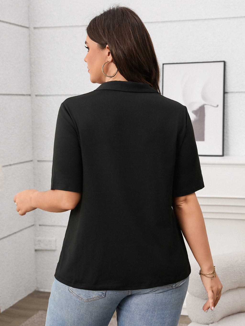 Women Clothes Top Polo Shirt Short Sleeve Summer Casual Polo Collar Printed T shirt