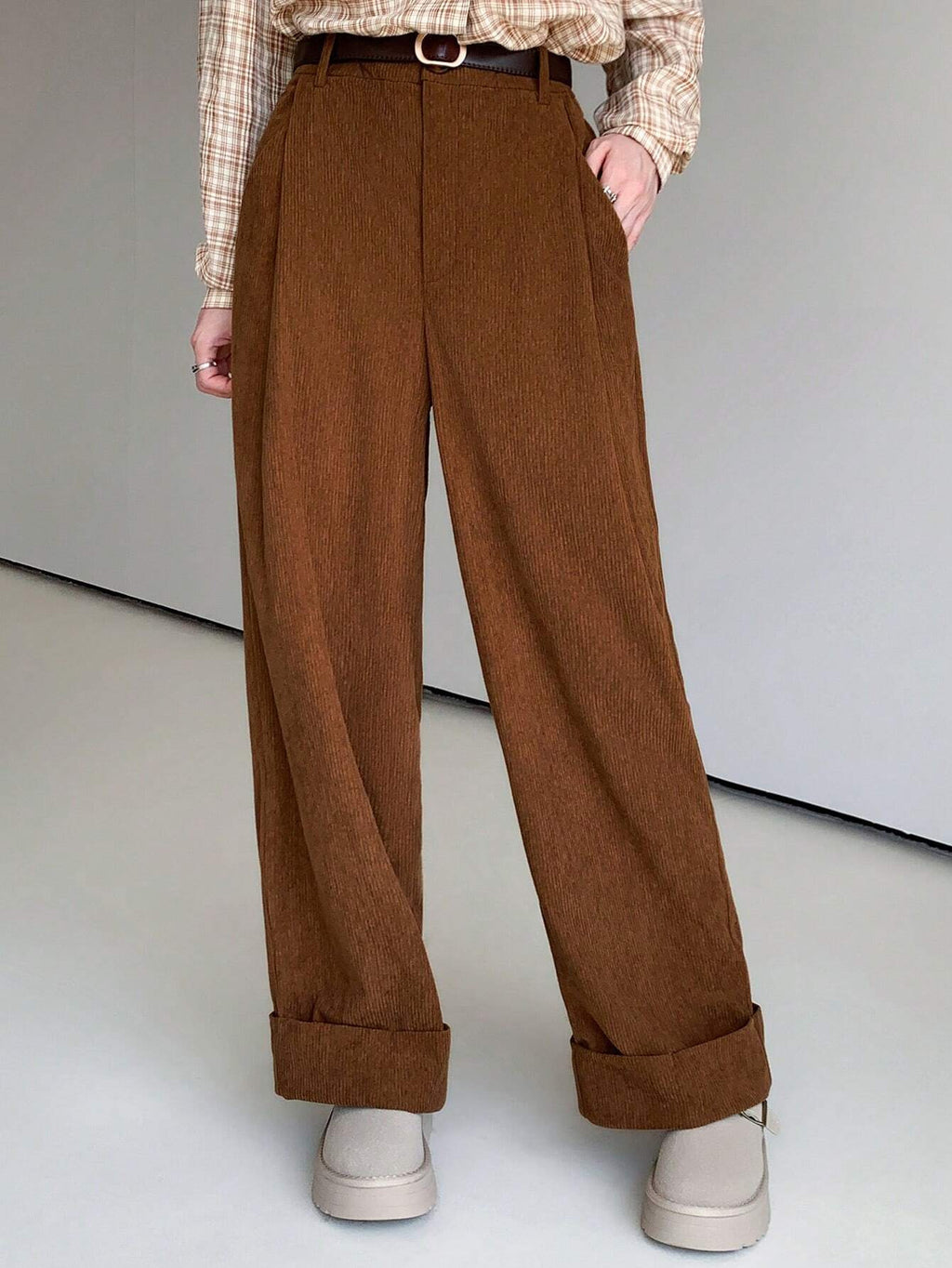 Loose Lazy Elastic Waistband Slimming Wide Leg Casual Pants Trendy All Match Small Women Autumn Wide Leg Pants