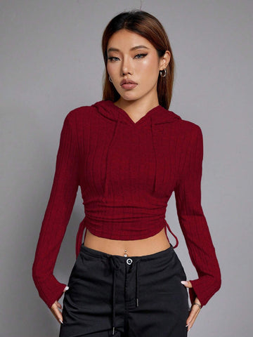 Women Trendy Fall Slim Wine Hood