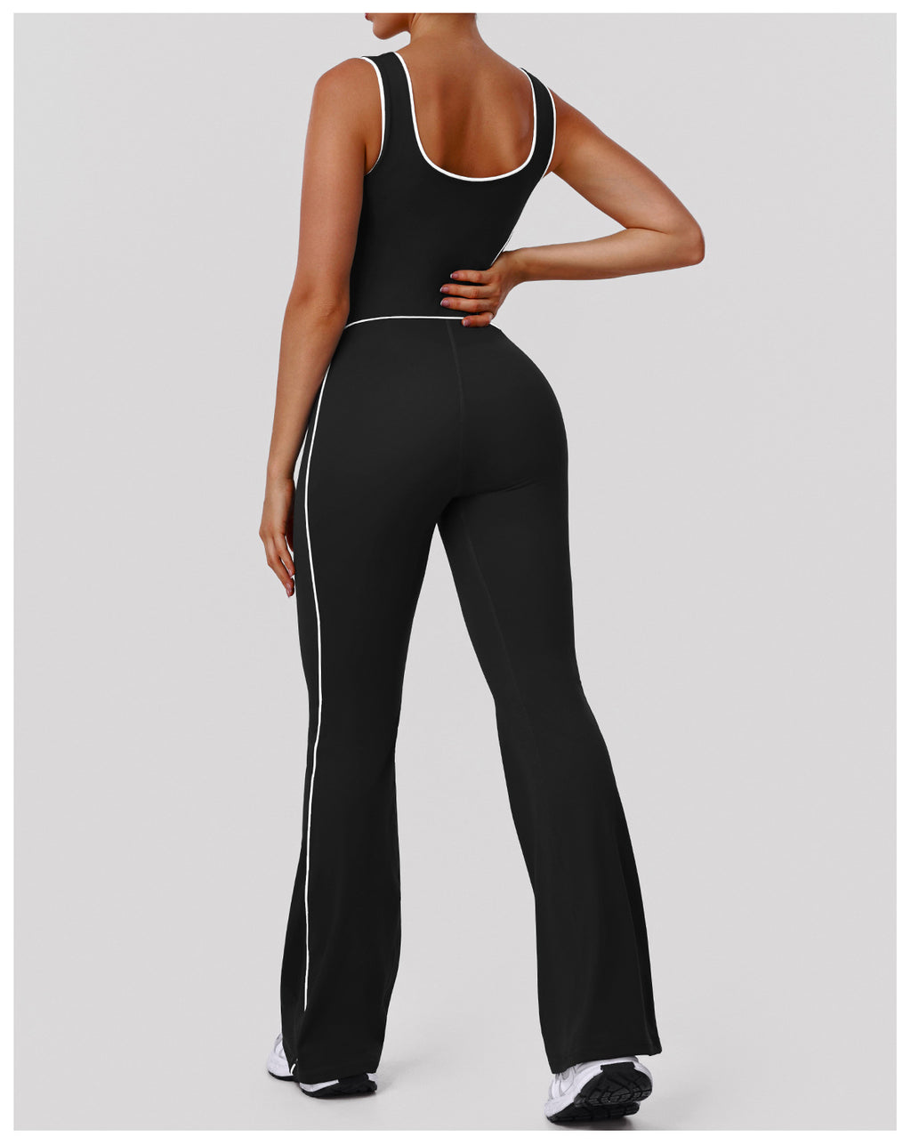 Hollow Out Cutout Contrast Color Shaping Yoga Bodysuit Peach Hip Micro Pull Jumpsuit Fitness Sportswear with Pad