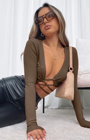 Long Spring Deep V Plunge Strap Sexy