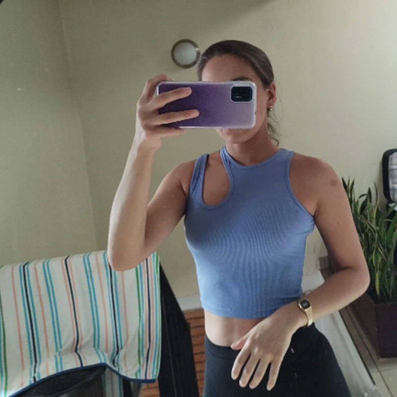 Women Cropped Slim Fit Sleeveless Vest