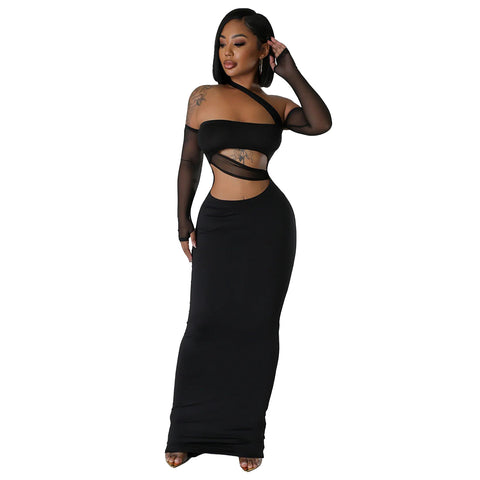 Cuba Wear Arrival Sexy Sheer Mesh Stitching Dress