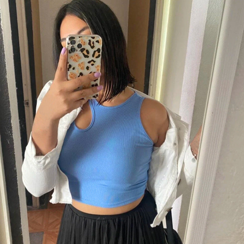 Women Cropped Slim Fit Sleeveless Vest