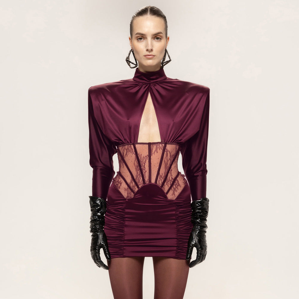 Katanga Sexy Tight Elastic Satin Hip Elegant Dress