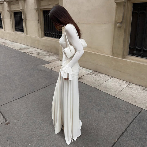 Jordan Elegant Design Sexy Lace Stitching Slim Fit Maxi Dress
