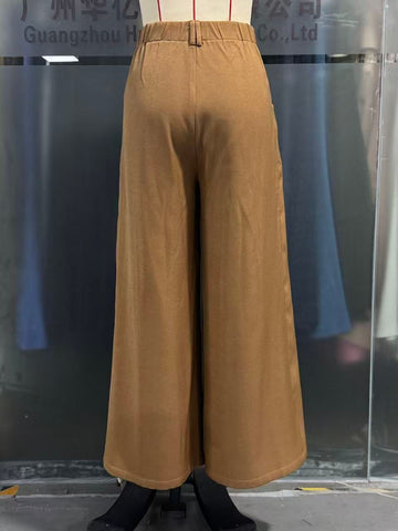 Spring Autumn Loose Suit Smoke Tube Machete Wide Leg Pants Slimming Draping Small Khaki Women Casual Pants