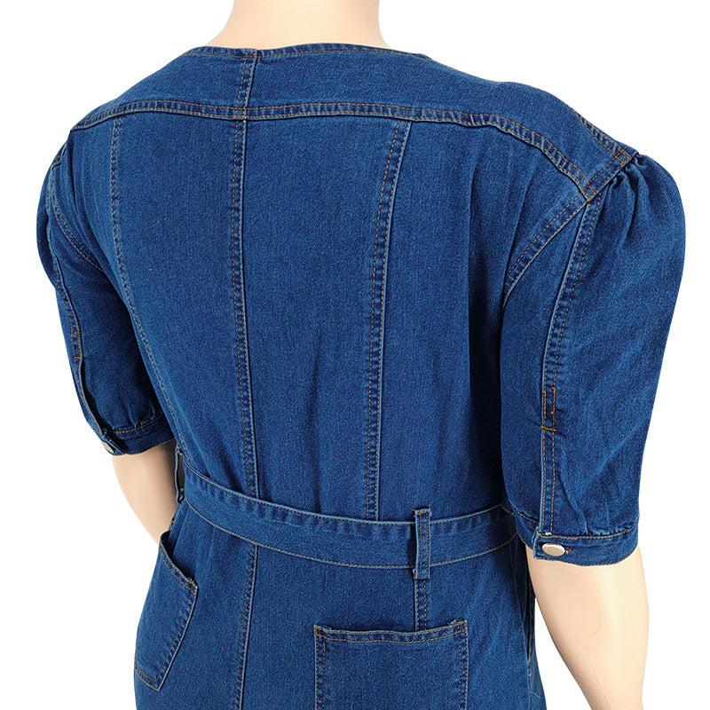 Plus Size Women Clothing Summer Sleeve Jumpsuit