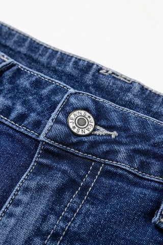 Spring Dark Blue High Waist Wide Leg Jeans Women Retro Straight Leg Pants