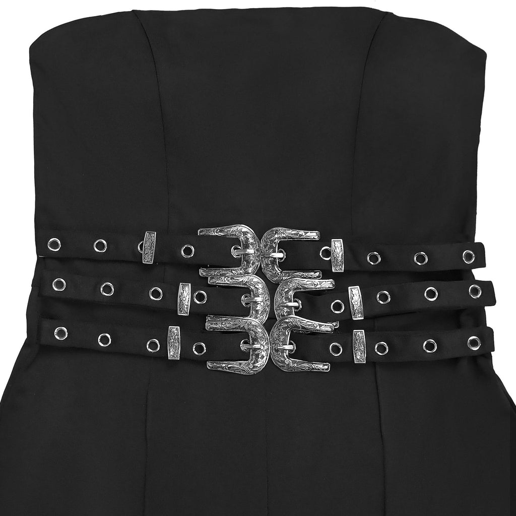 Women Wear Casual Sexy Tube Top Metal Buckle Jumpsuit