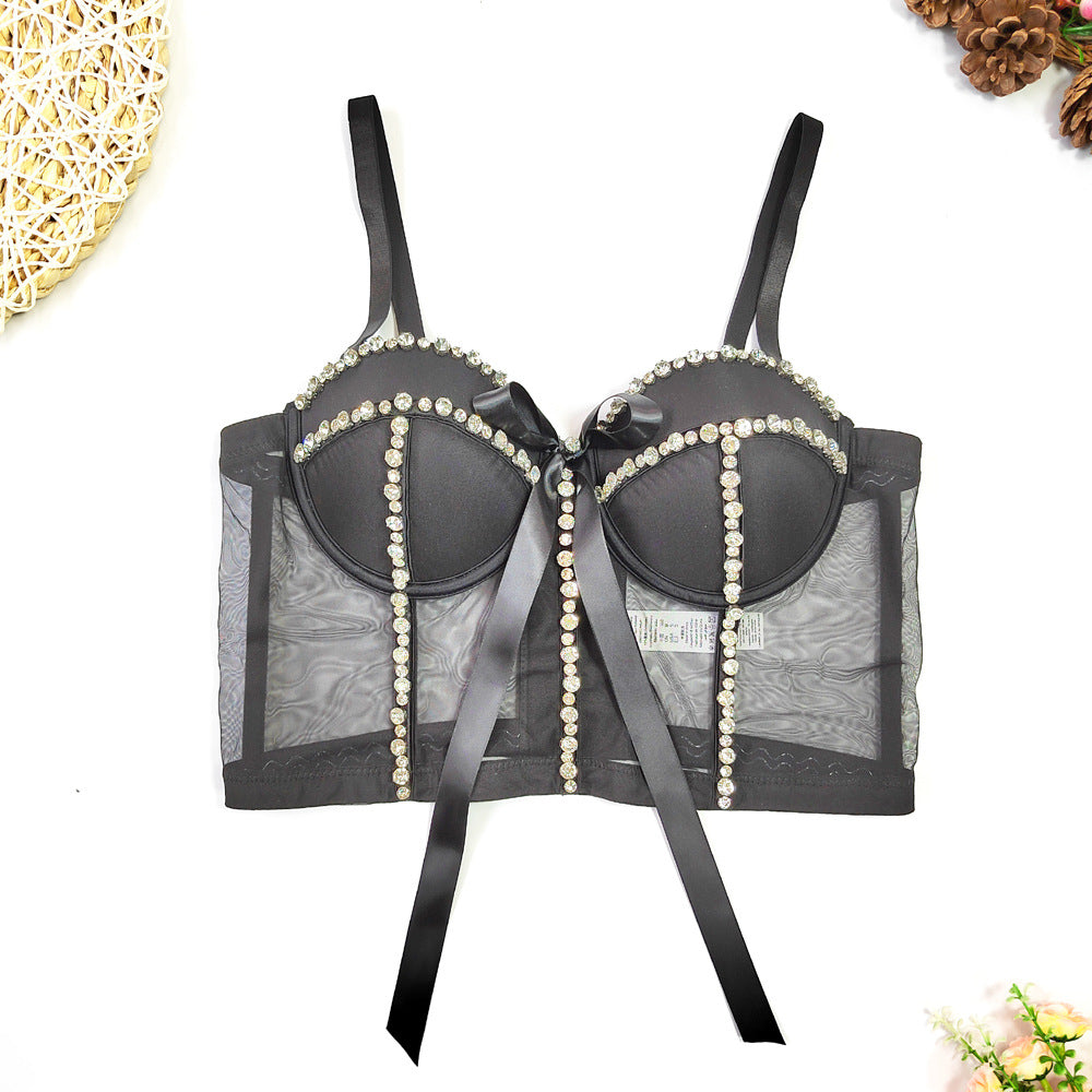 Sexy See Through Beaded Light Diamond Sling
