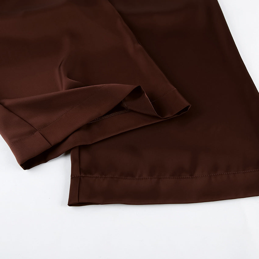 Loose Drooping High Waist Casual Pants for Women Spring Lazy Wind Slimming Wide Leg Pants