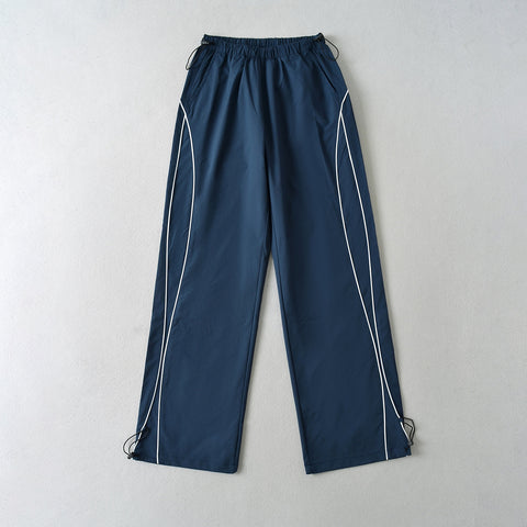 Sports Straight Casual Pants Women Summer Sexy Loose Slimming Drawstring Ankle Tied Wide Leg Pants