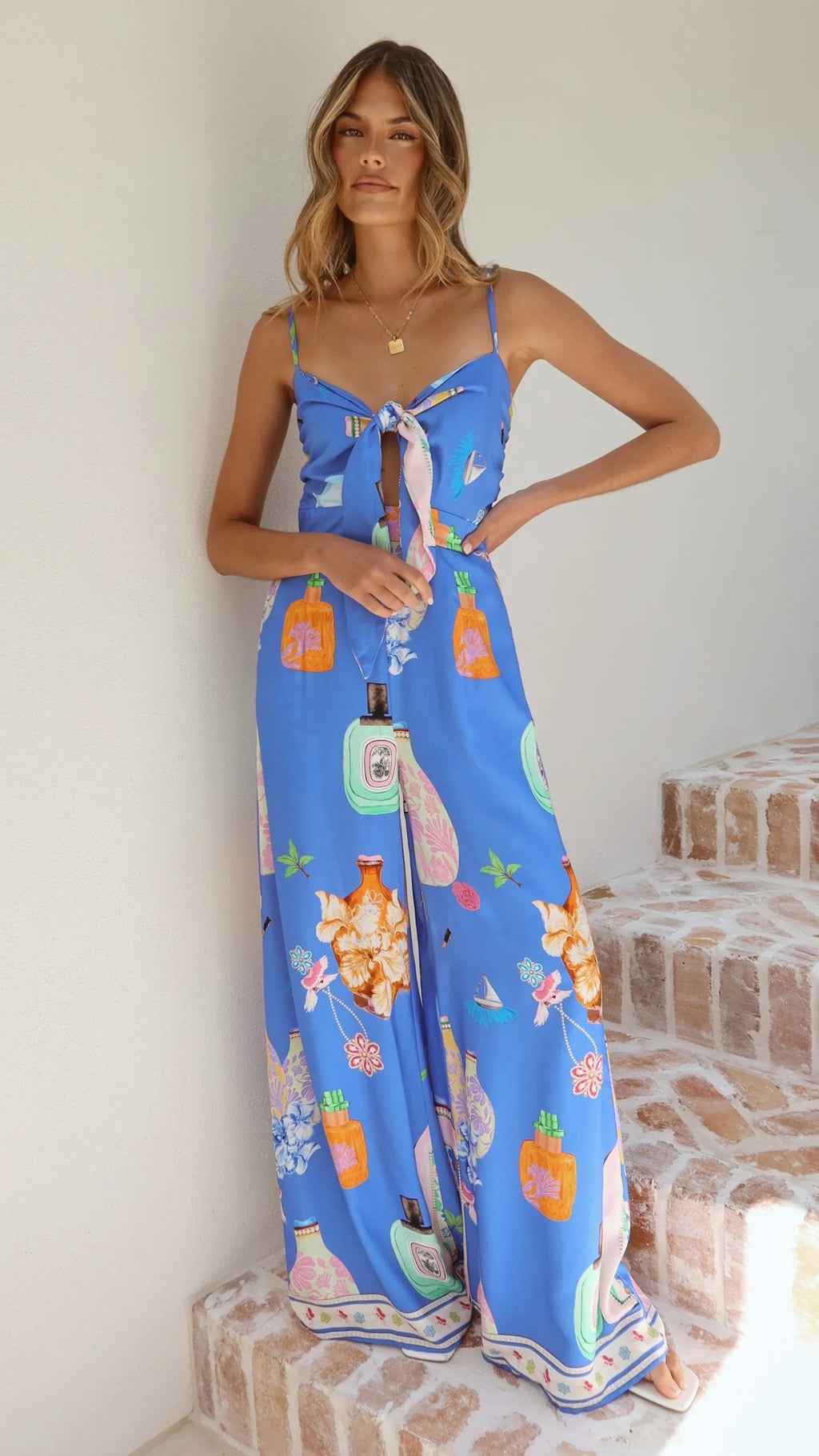 Jumpsuit Digital Printing High Waist Vacation Pants Leg Jumpsuit Women