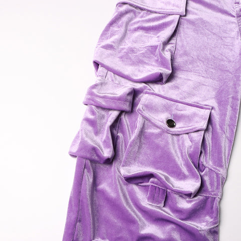Stitching Multi Pocket High Waist Tooling Pants Autumn Unique Design Casual Trousers for Women
