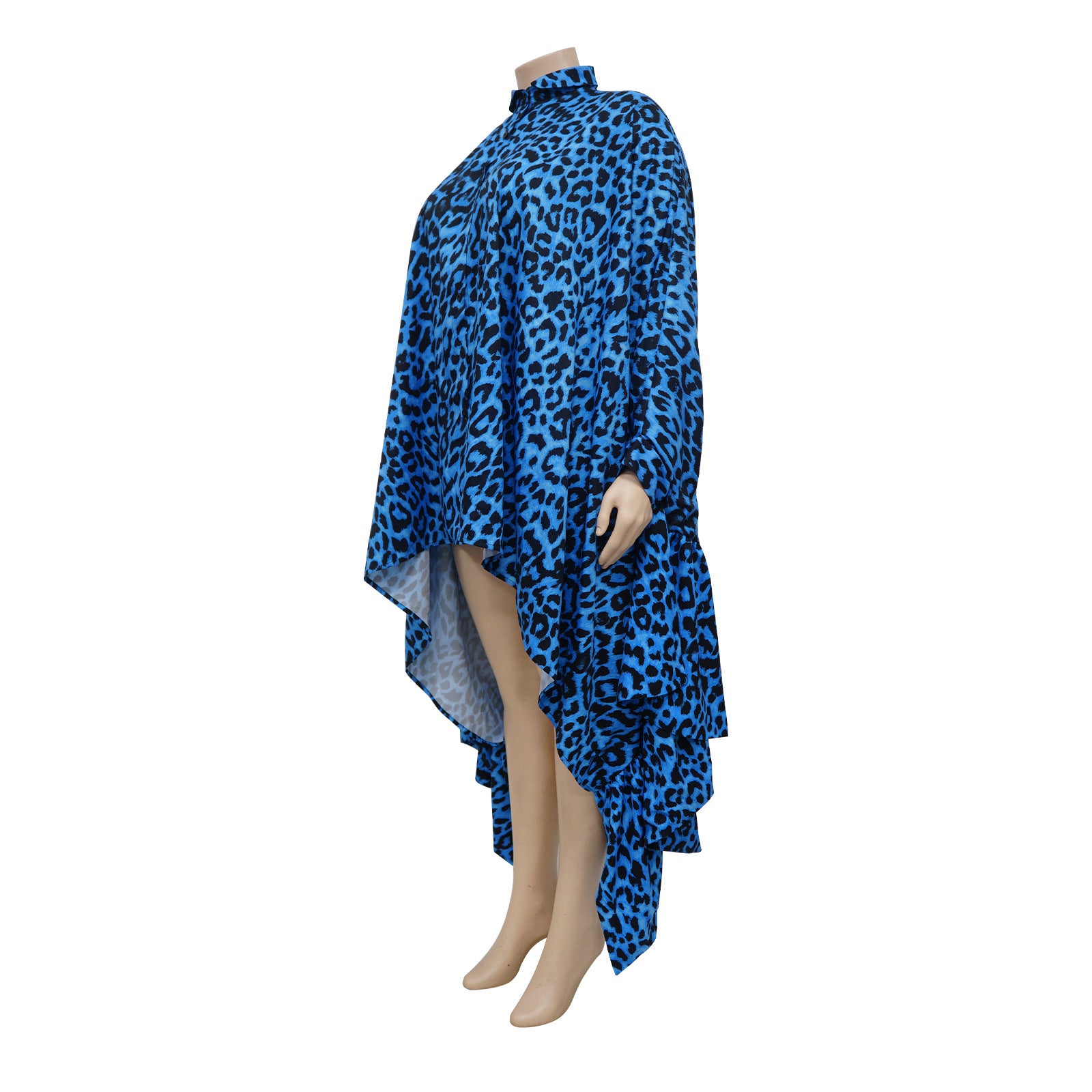 Plus Size Women Autumn Winter Leopard Shawl Long Shirt