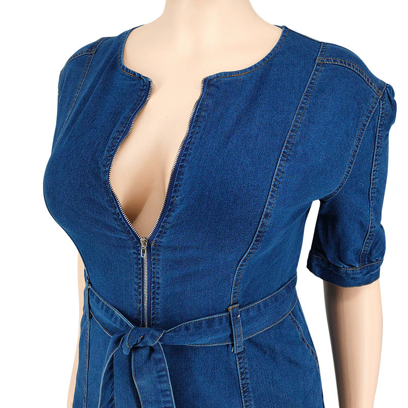 Plus Size Women Clothing Summer Sleeve Jumpsuit