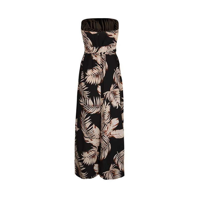 Summer Women Clothing Printing Tube Top Jumpsuit
