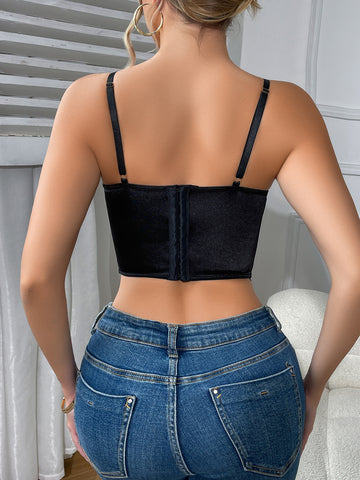 Sexy Corset Floral Steel Tube Embroidered