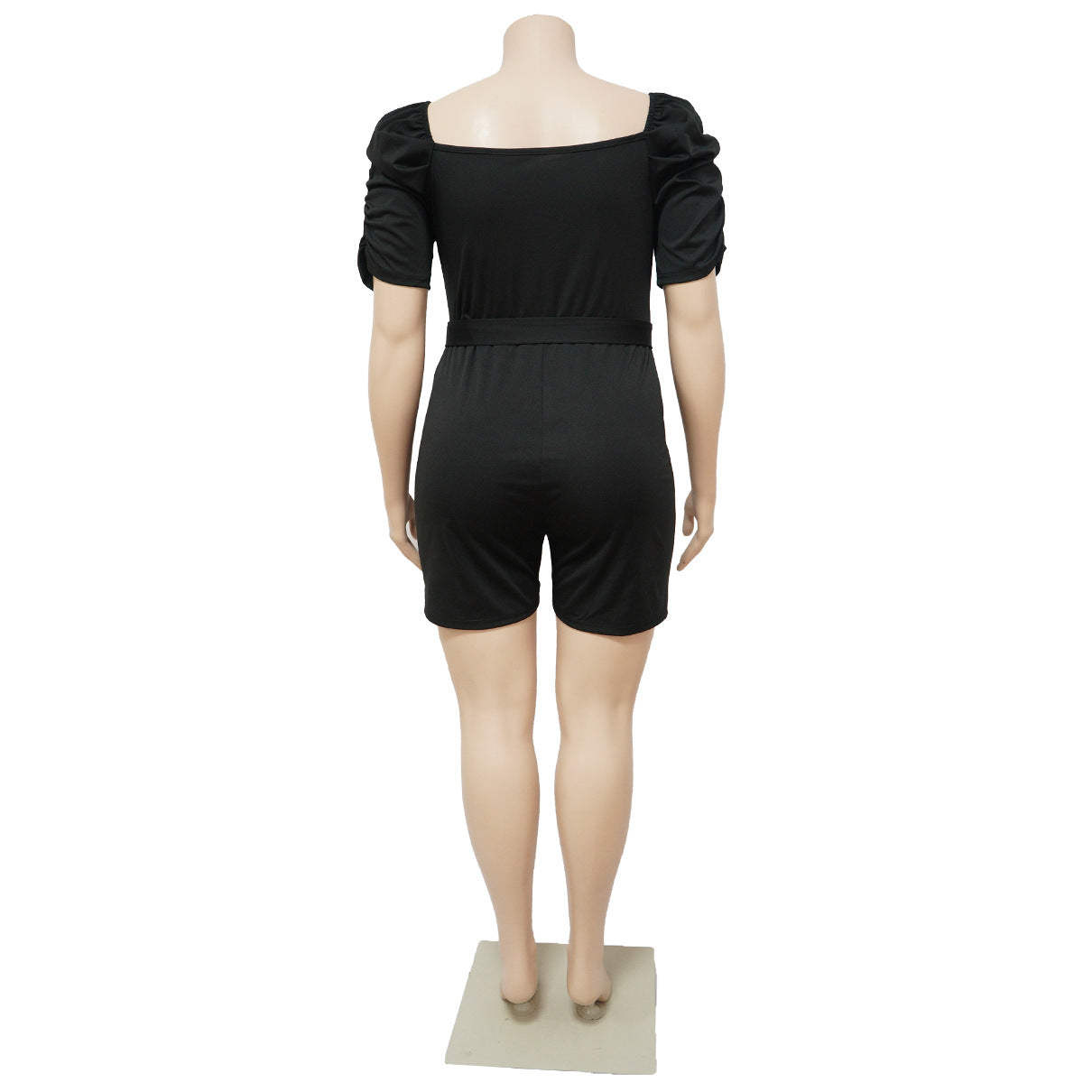Plus Size Women Clothing Casual Sexy Solid Color Belt Jumpsuit