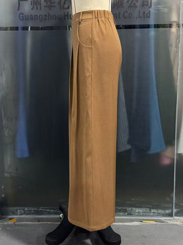 Spring Autumn Loose Suit Smoke Tube Machete Wide Leg Pants Slimming Draping Small Khaki Women Casual Pants
