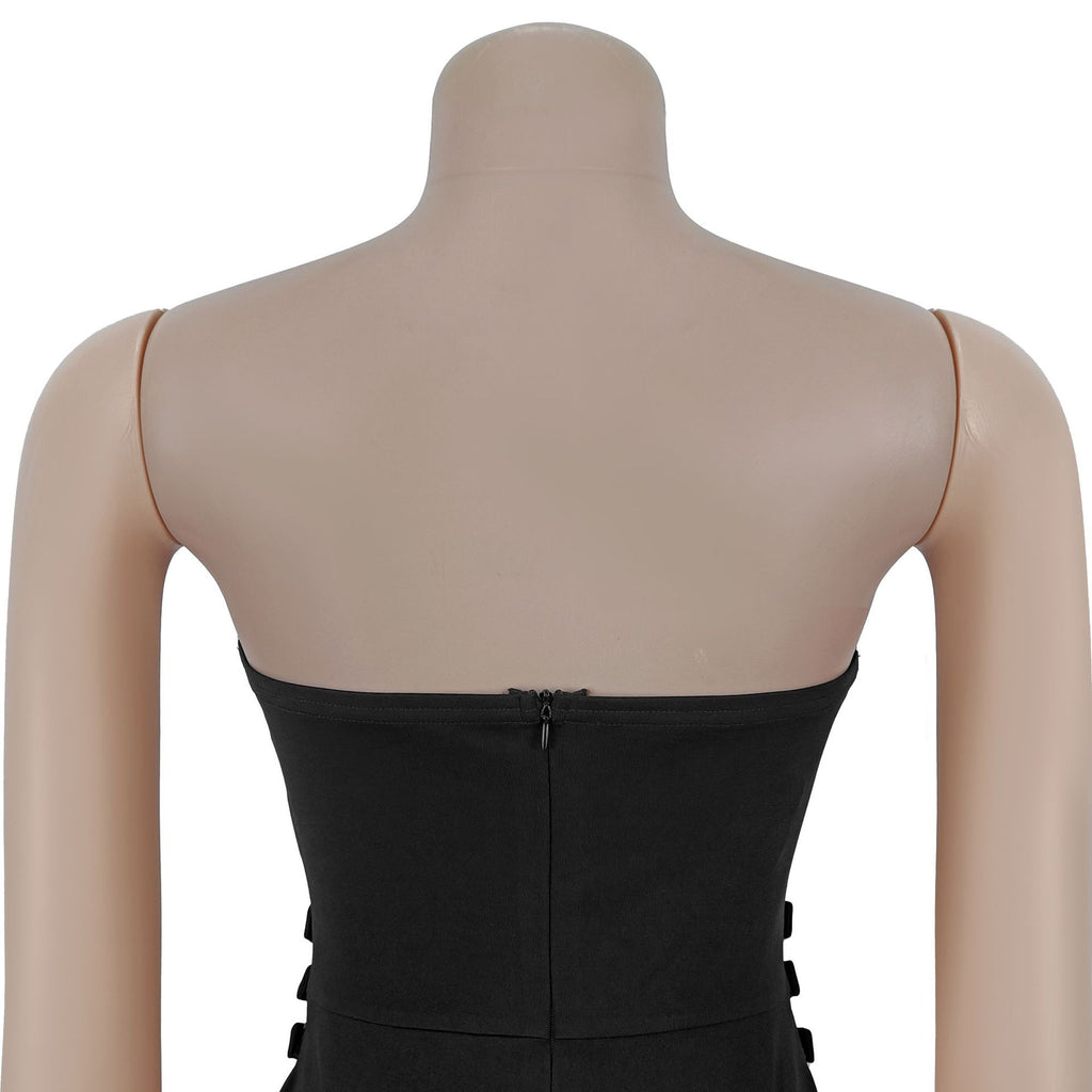 Women Wear Casual Sexy Tube Top Metal Buckle Jumpsuit