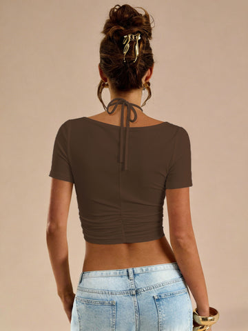 Women Halter Square Collar Slimming Sleeve