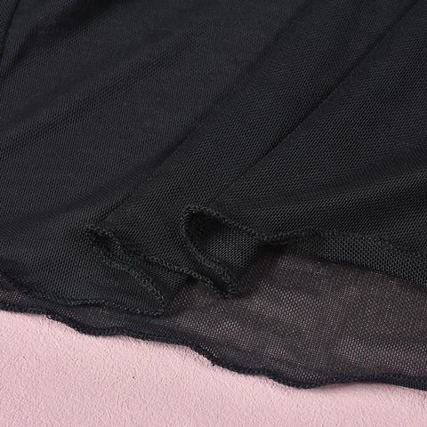 Autumn Contrast off Neck Sheer Long Sleeve