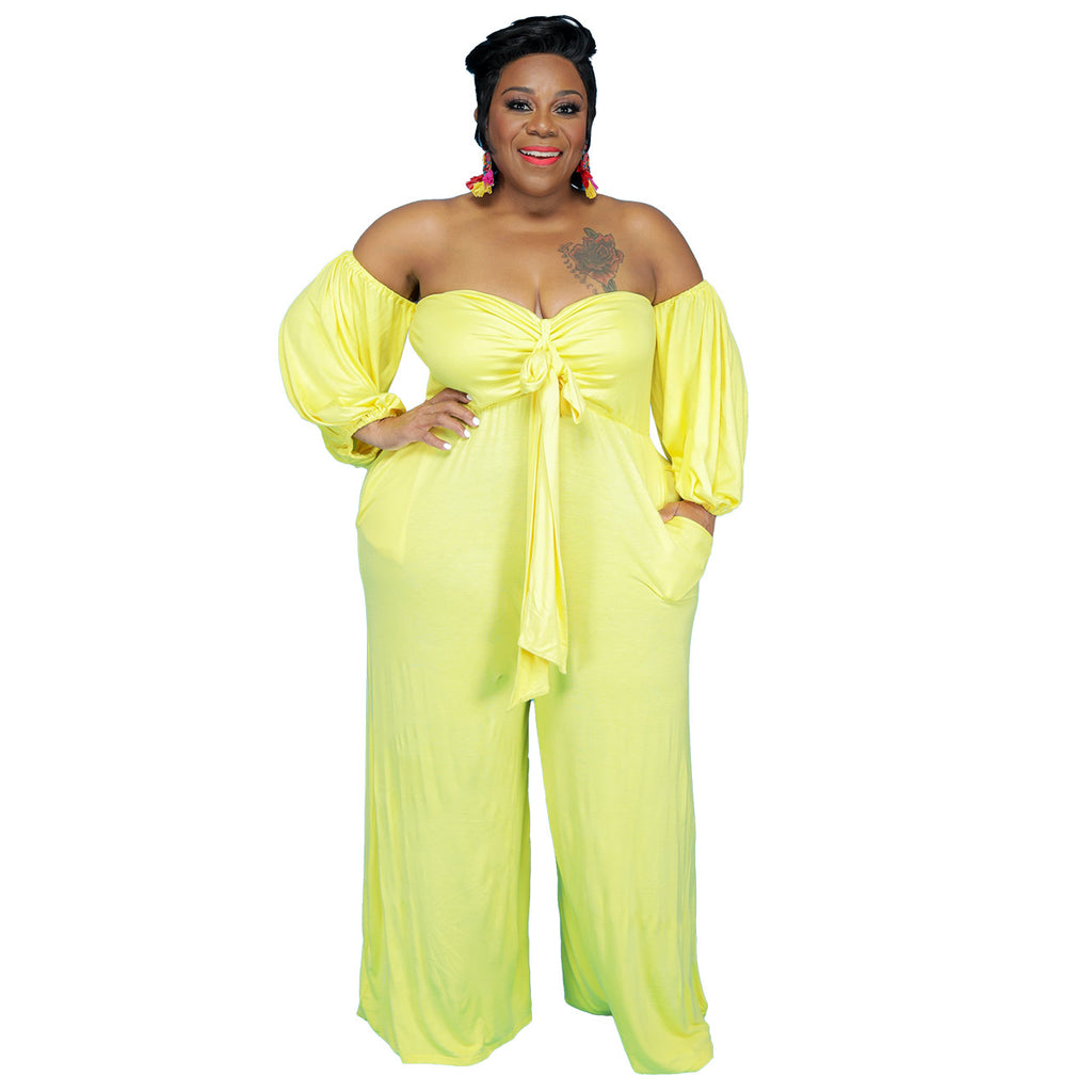Plus Size Sexy Tube Solid Color Jumpsuit Wide jumpsuit