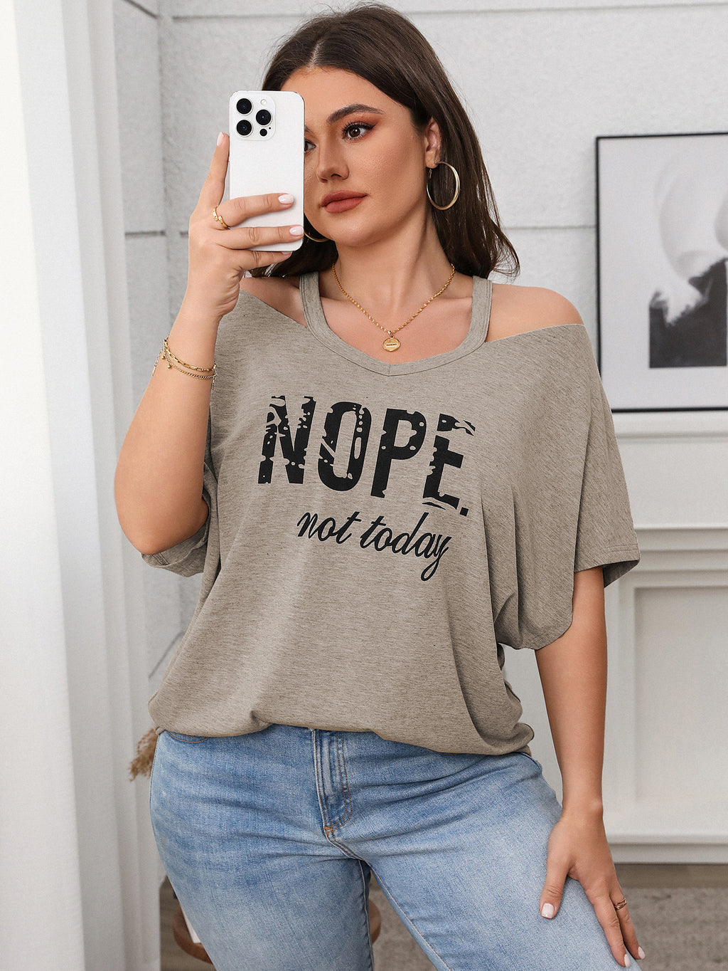 Plus Size Spring Casual Women Clothing Shor Sleeved off Shoulder Top for Women