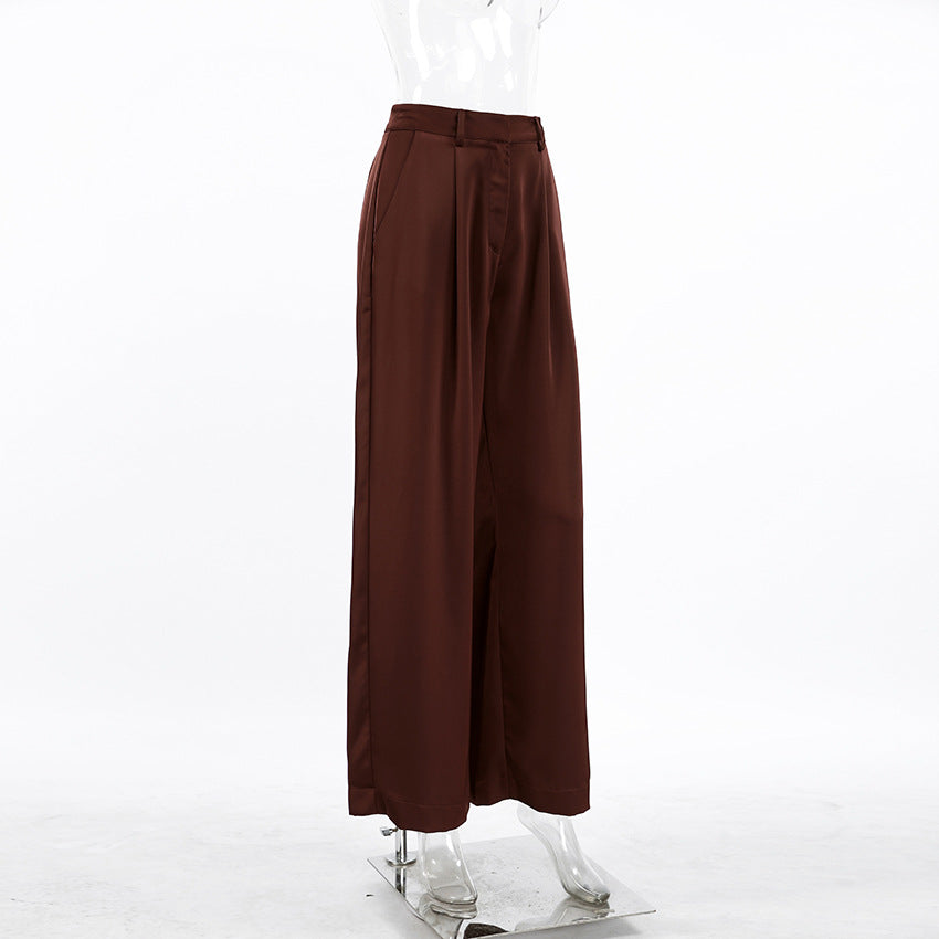 Loose Drooping High Waist Casual Pants for Women Spring Lazy Wind Slimming Wide Leg Pants