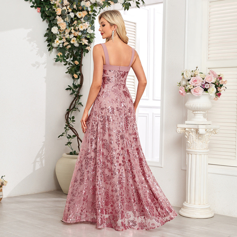 Montana Quality Evening A line Sequined Floral Tulle Embroidery Guest Dress