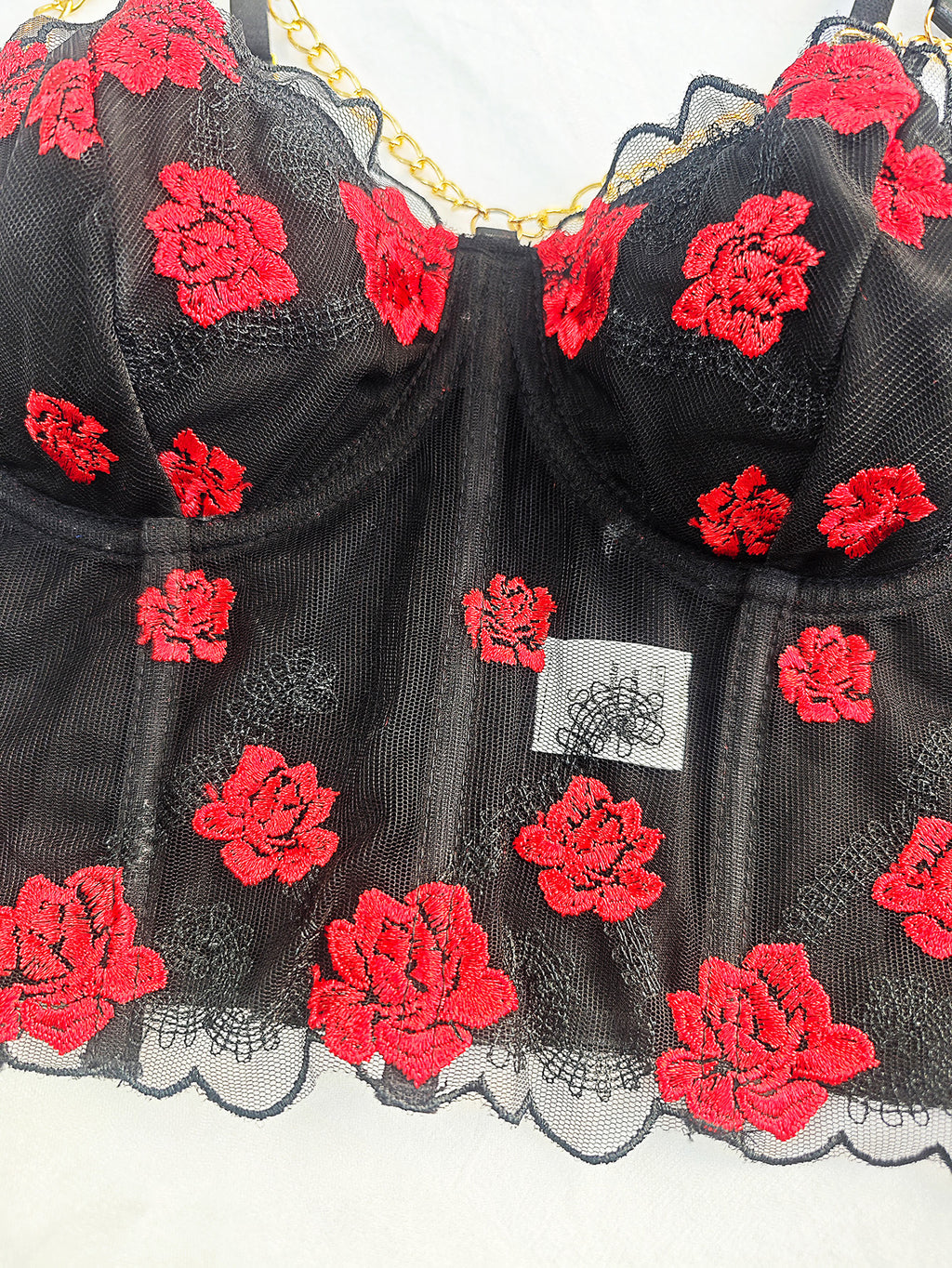 Sexy Corset Floral Steel Tube Embroidered