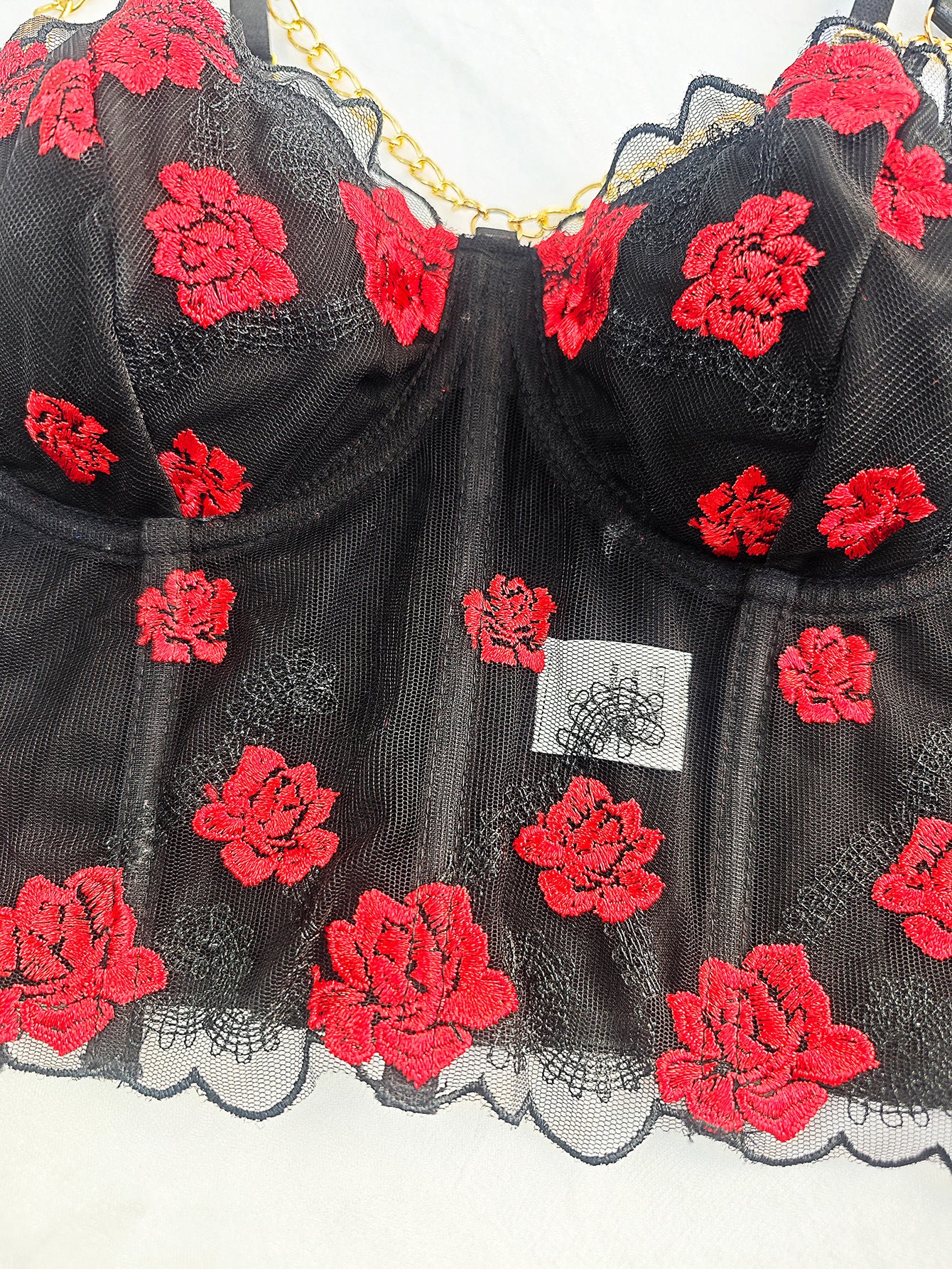 Sexy Corset Floral Steel Tube Embroidered