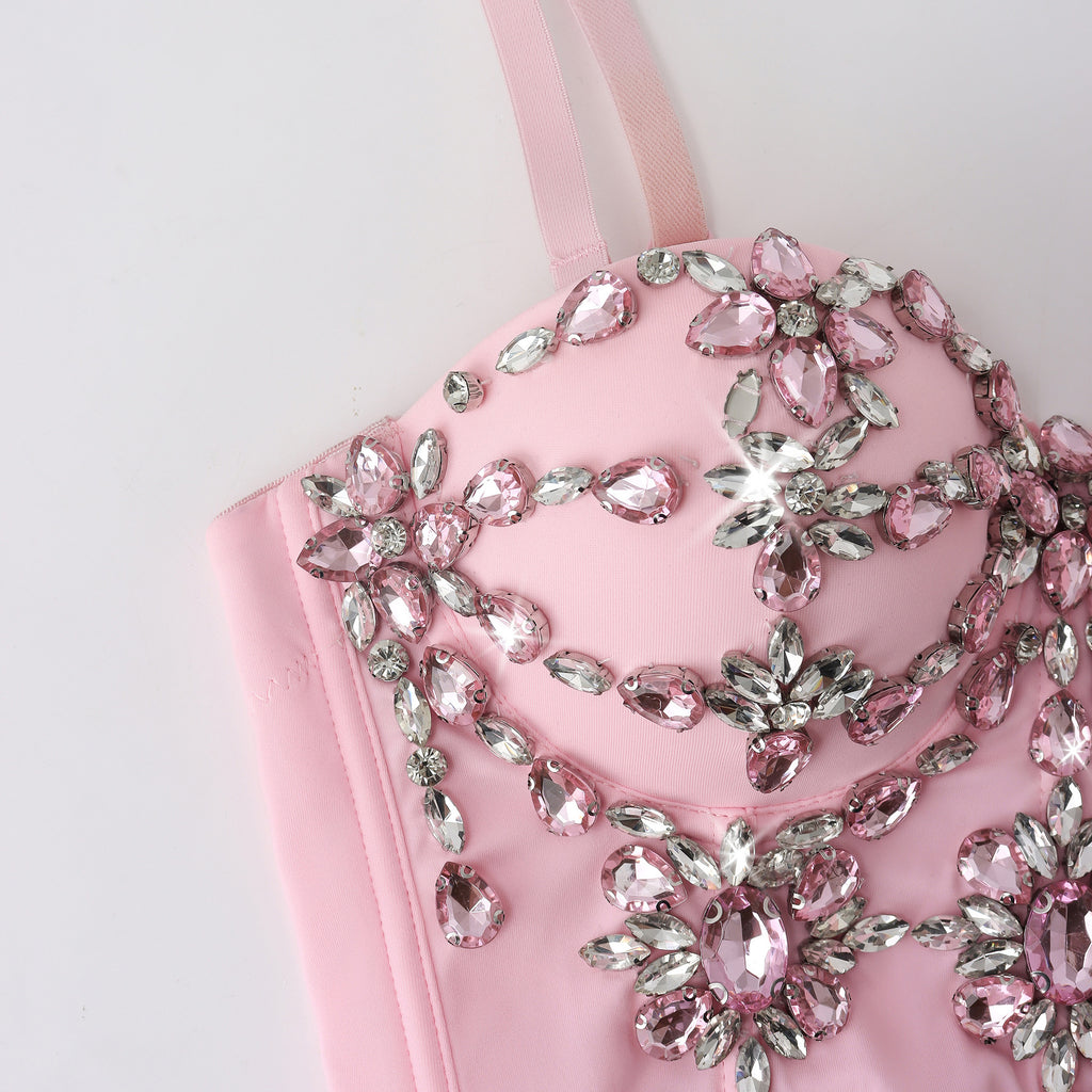 women Sling Vest Rhinestone Corset Sexy