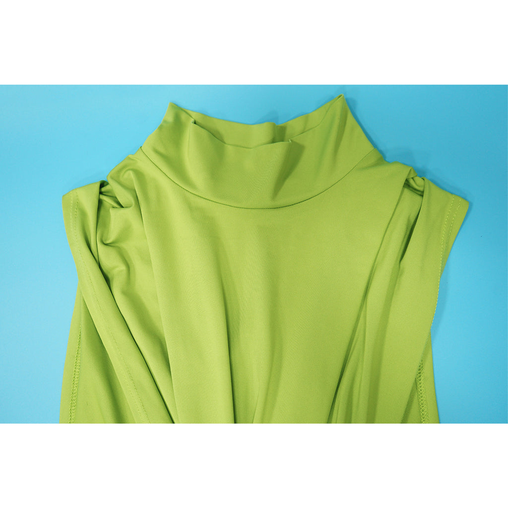 Georgia O-neck High Split Ruched Stacked Bodycon Midi Maxi Dress