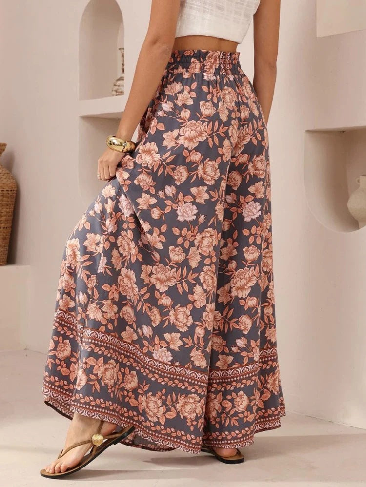 Summer Wide Leg Pants Printed Casual Vacation Wide Leg Pants Women Trousers