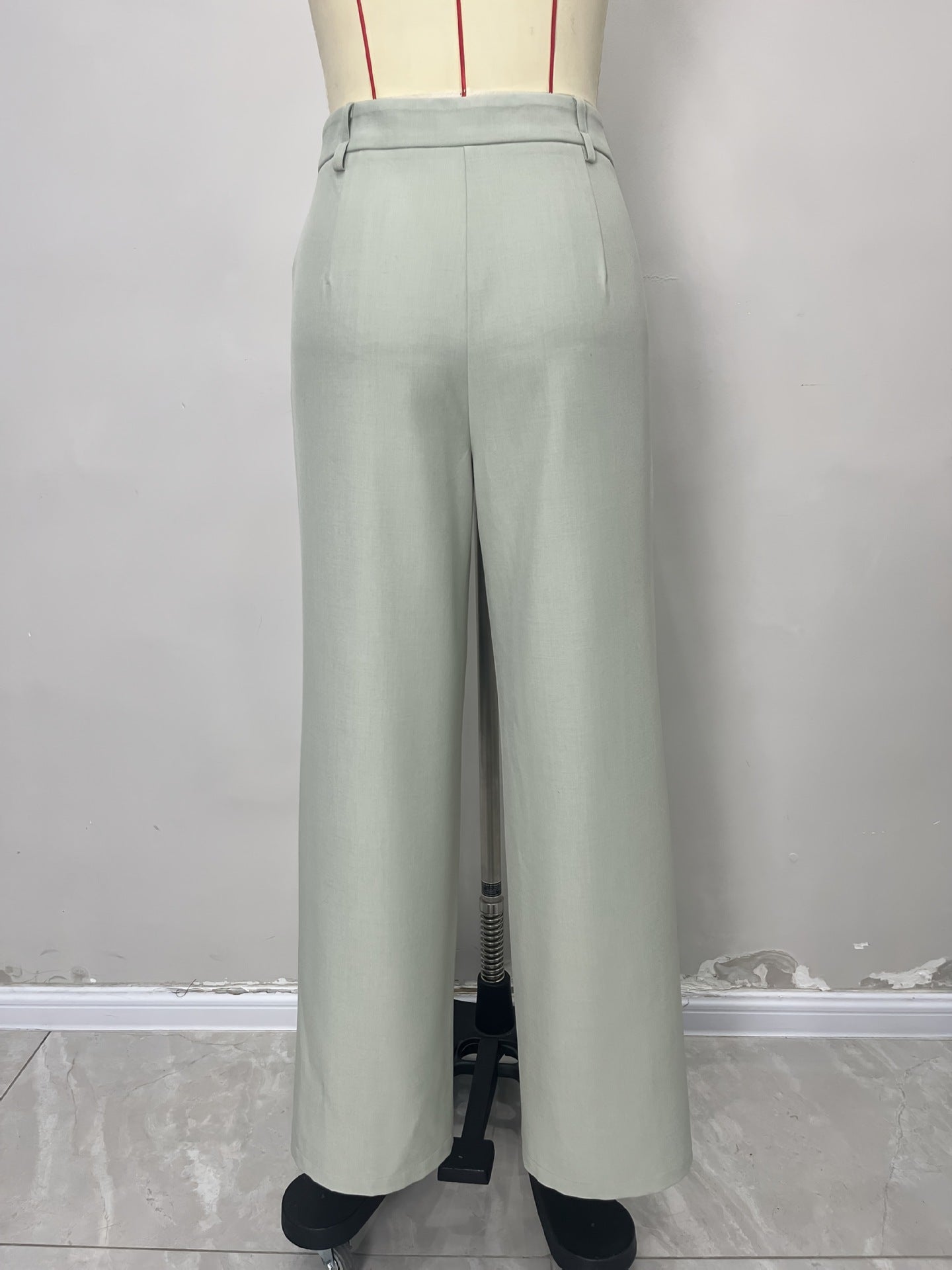 Professional Work Pant Casual Woven Solid Color Double Pocket Women Straight Leg Pants Trousers