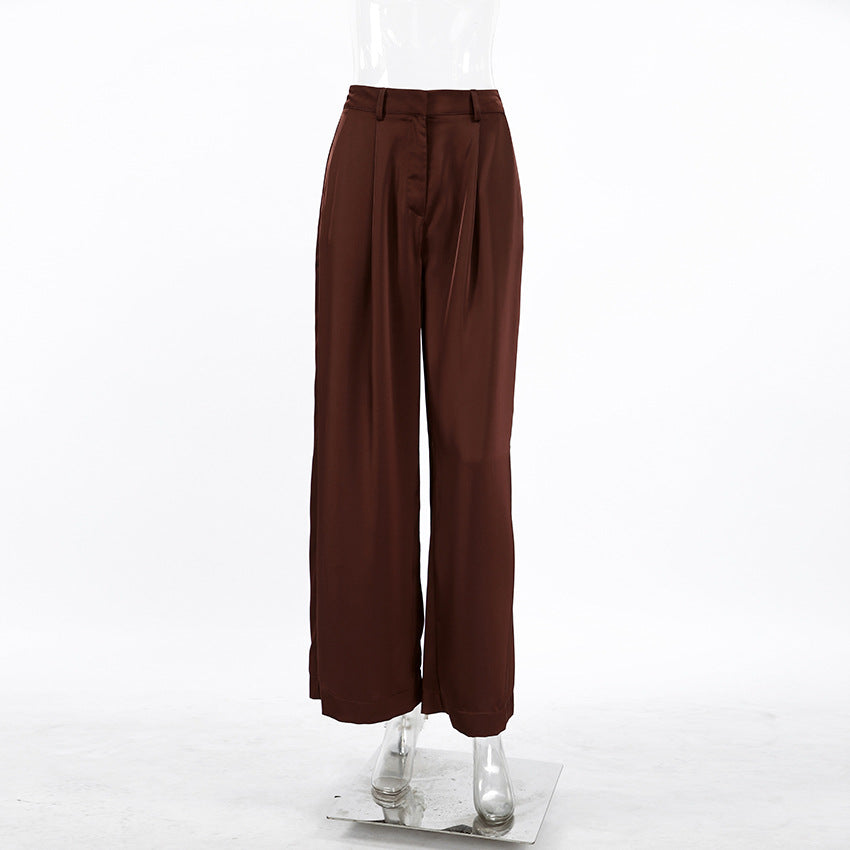 Loose Drooping High Waist Casual Pants for Women Spring Lazy Wind Slimming Wide Leg Pants
