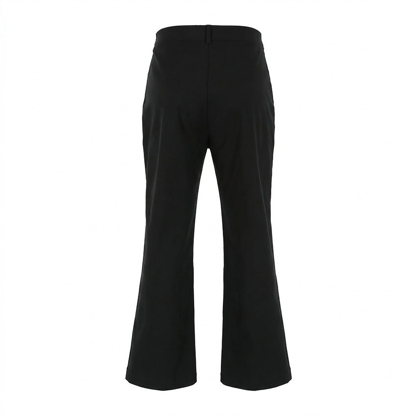 Women Clothing Sexy Lace Cutout Slim Fit High Waist Flared Pants Commuting Elegant Casual Pants